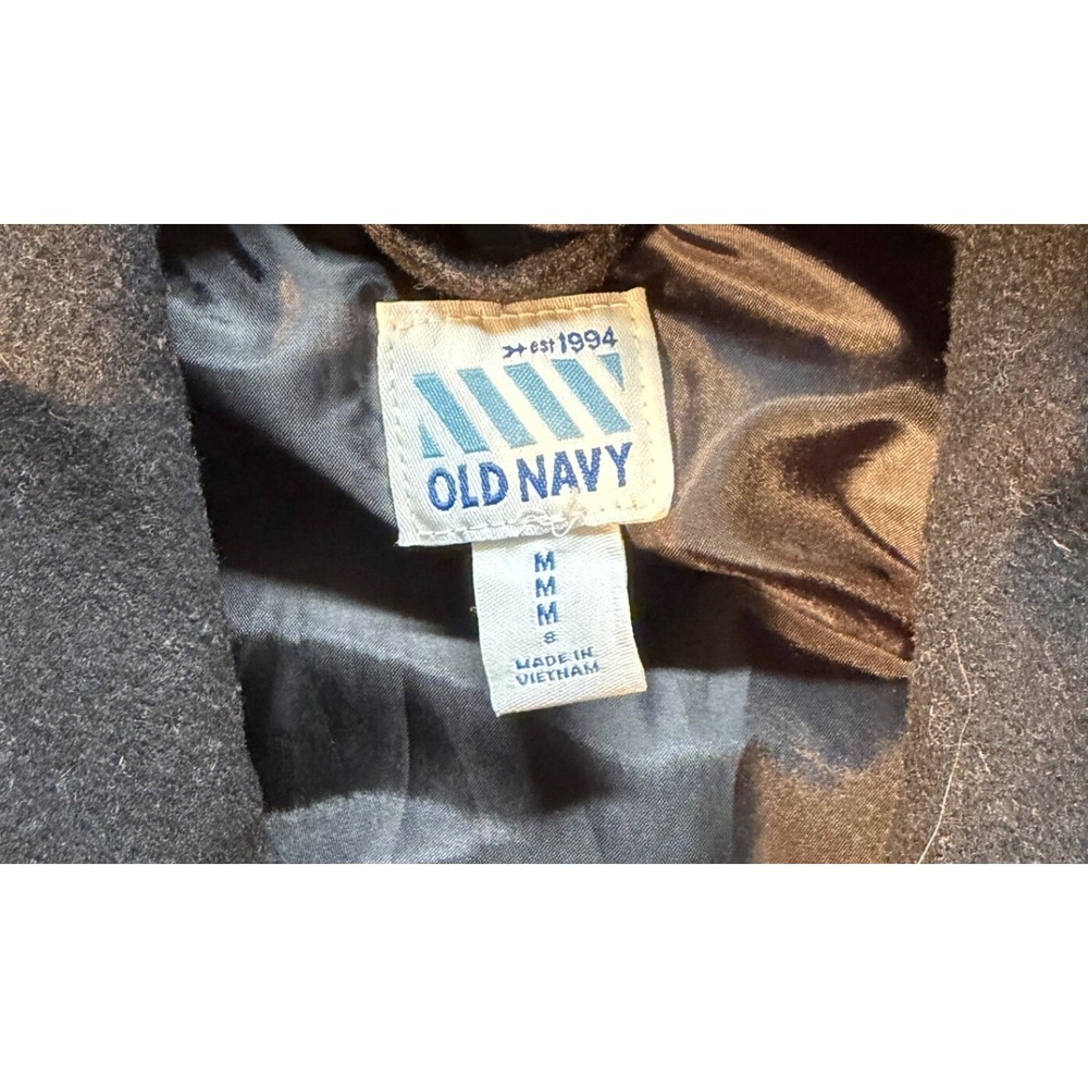 Old Navy Boys Wool Blend Field Jacket Black Zip Up Mock Neck Coat Size M 8 - Picture 3 of 6